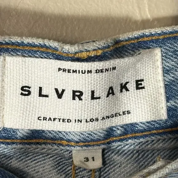 Slverlake London ankle jeans in broken hearts high rise wide leg straight jeans